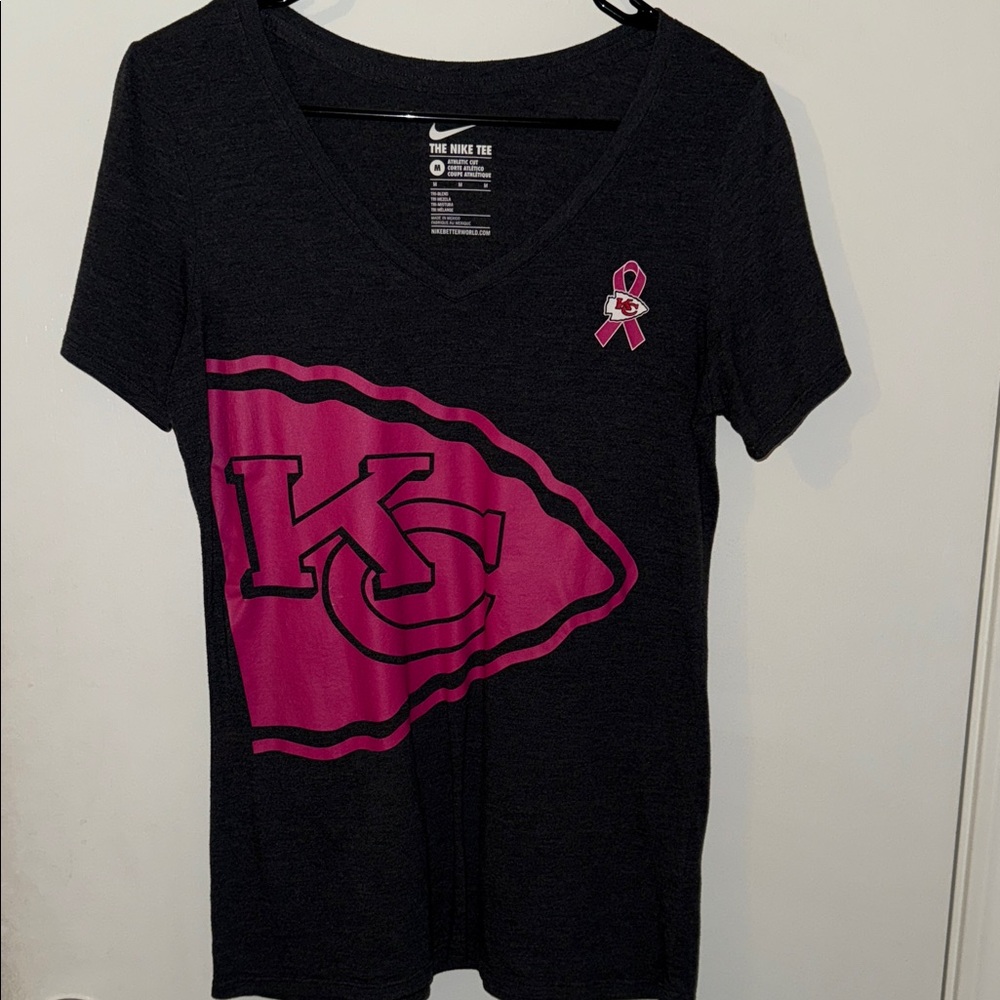 Nike Black T-Shirt with Pink KC Chiefs Logo